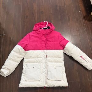 Cotton On Hooded Colorblock Winter Coat - Hot Pink & White